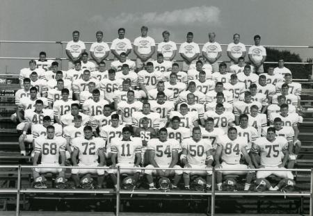 football 1990 team dickinson college devil takes photograph red