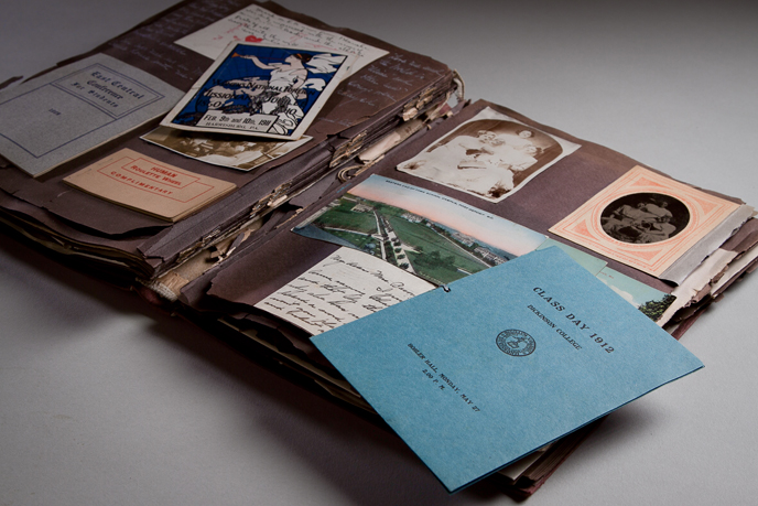 Scrapbook created by Anna M. Bacon in 1909 to document her junior year at Dickinson (Image courtesy of Dickinson College/Carl Sander Socolow)