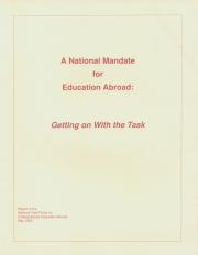 "A National Mandate for Education Abroad: Getting On With The Task"