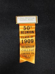 Class of 1909 50th Reunion Pin and Ribbon, 1959