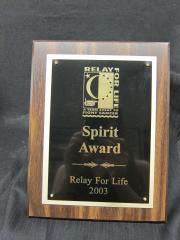Relay for Life plaque, 2003