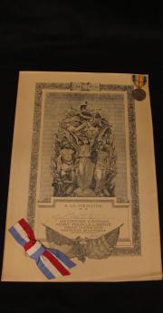 WWI Allied Service Medal and Certificate, 1919