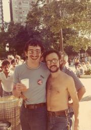 Aaron Spicher and Ted [Hogonvesher] at Philadelphia Gay Pride – 1976