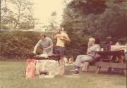 Paul, John, and Pat grilling at the Dignity/Central PA Picnic - August 22, 1976