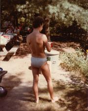 Reverse side of shirtless member at the Dignity/Central PA Picnic – August 1983