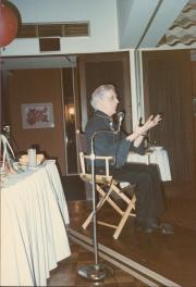 Side view of Quentin Crisp at the Dignity/Central PA 10th Anniversary Celebration - July 20, 1985