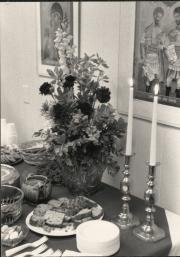 Up close view of flower arrangement at "the Blessing of the Office of Dignity/Central PA" - March 18, 1990