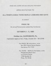 Pride '80 Invitation Poster - October 2 - 5, 1980