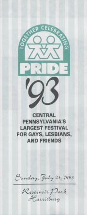 Central PA Pride Festival Brochure '93 - July 25, 1993