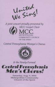Central PA Womyn’s Chorus “United We Sing” Program - August 9, 2003
