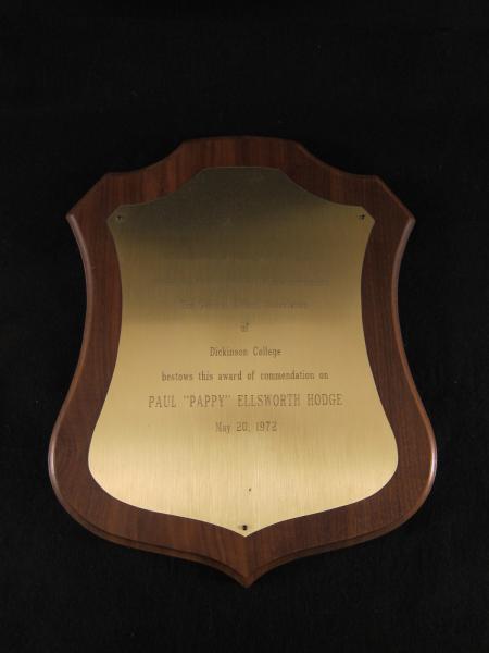 Paul Ellsworth “Pappy” Hodge plaque, 1972