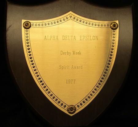 Alpha Delta Epsilon Derby Week Plaque, 1977