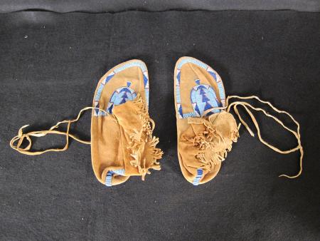 Blue and Red Beaded Moccasins, c.1890
