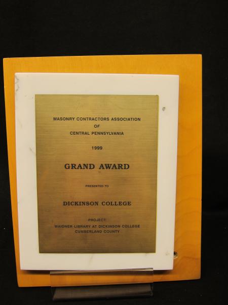 Masonry Contractors Association of Central Pennsylvania plaque, 1999