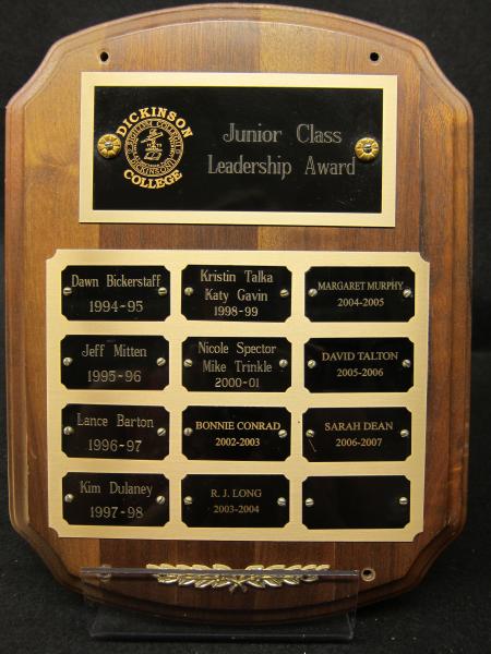 Junior Leadership Award plaque, 1994-2007