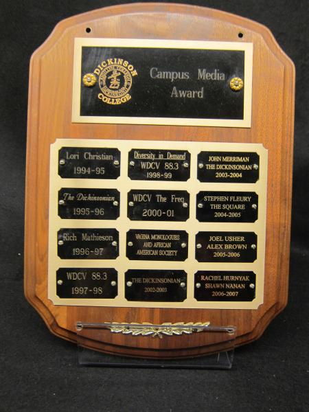 Campus Media Award plaque, 1994-2007
