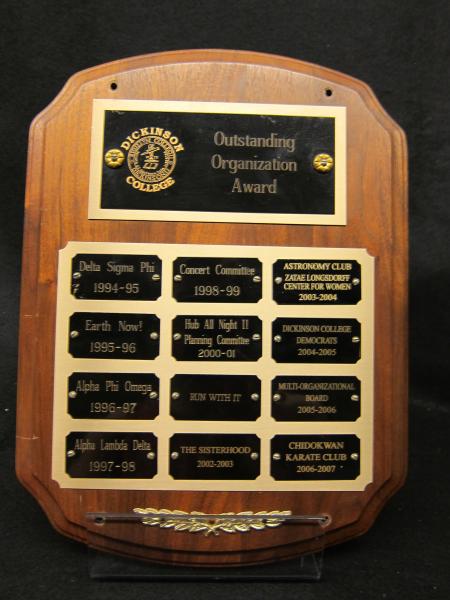 Outstanding Organization Award plaque, 1994-2007