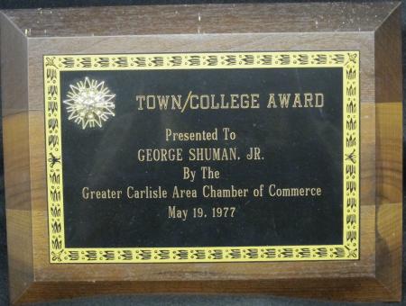 Town/College Award Plaque, 1977