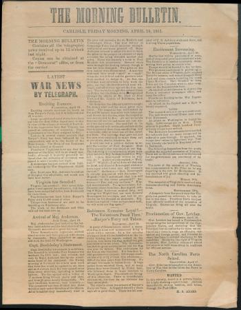 Carlisle Morning Bulletin - April 19, 1861