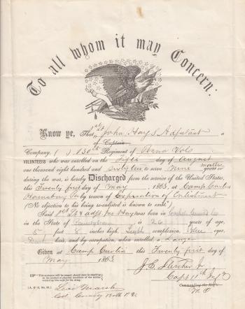 John Hays II Discharge Certificate