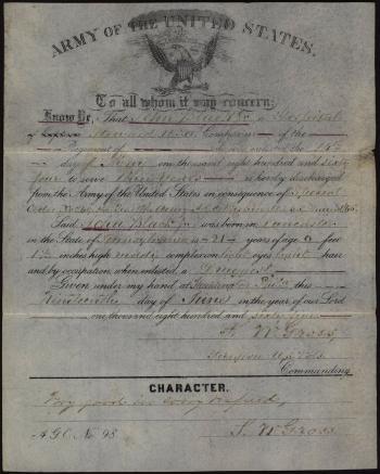John Black Discharge Certificate