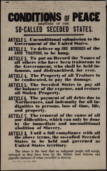 Broadside of “Conditions of Peace Required of the So-Called Seceded States”