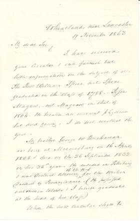 Letter from James Buchanan to Herman Johnson
