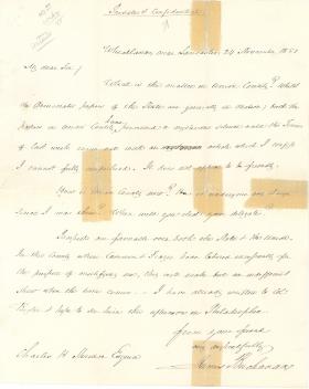 Letter from James Buchanan to Charles Shriner