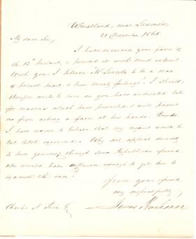 Letter from James Buchanan to Charles N. Pine