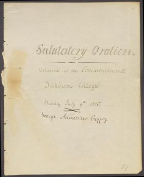 "Salutatory Oration: Extent of the Duty of Obedience," by George Coffey