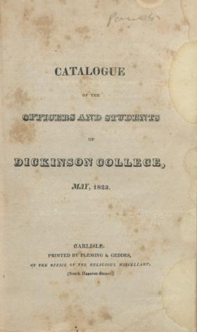 Catalogue of the Officers and Students of Dickinson College, 1822-23