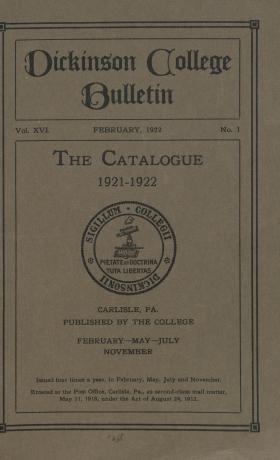 Catalogue of Dickinson College, Annual Session, 1921-22