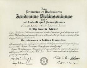 Bachelor of Arts Diploma - Betty Gipple