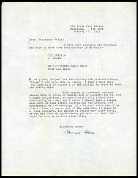 Letter from Marianne Moore to Professor Wells