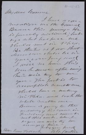 Letter from Andrew Curtin to James Pollock