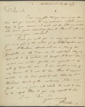 Letter from Joseph Priestley to Benjamin Barton