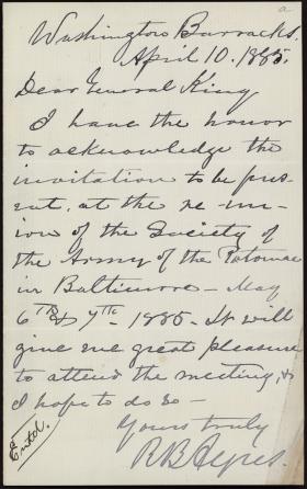 Letter from Romeyn B. Ayres to Horatio Collins King