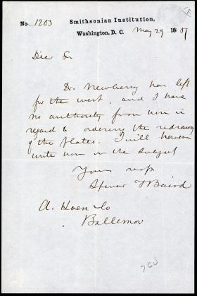 Letter from Spencer Baird to A. Haen & Company