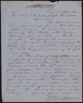 Letter from Jacob Thompson to A. O. P. Nicholson