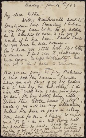 Letter from "Tissie" to Esther Windust