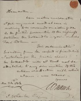 Letter from William Rawle to Isaac Wharton