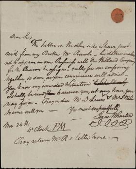 Letter from Isaac Wharton to Robert Waln