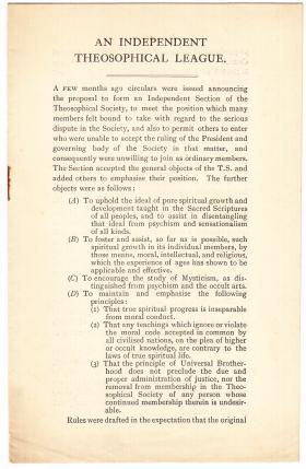 Independent Theosophical League pamphlet 