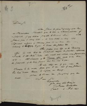 Letter from James Hamilton to John Nicholson
