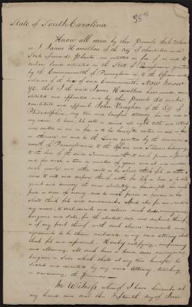 Letter of Attorney from James Hamilton to John Vaughan