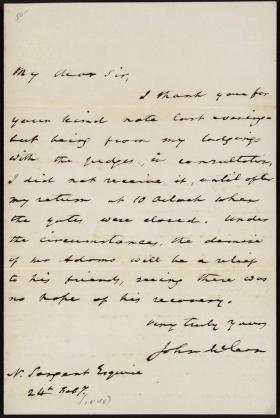 Letter from John McLean to N. Sargent 