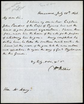 Letter from William Wilkins to William Marcy