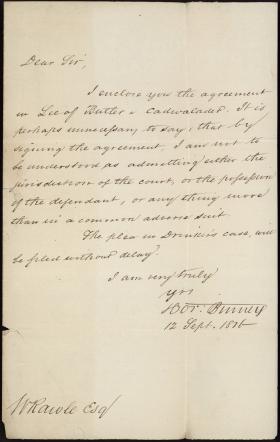 Letter from Horace Binney to William Rawle