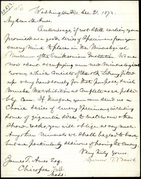 Letter from Spencer Baird to James Ames