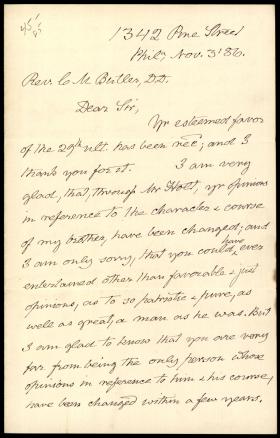 Letter from Edward Buchanan to Clement Butler